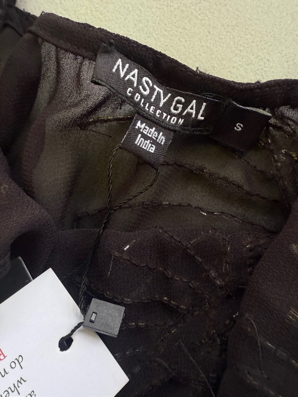 NWT Nasty Gal Celestial Beaded Sheer Mini Slip Dress Black Size S - Picture 3 of 4